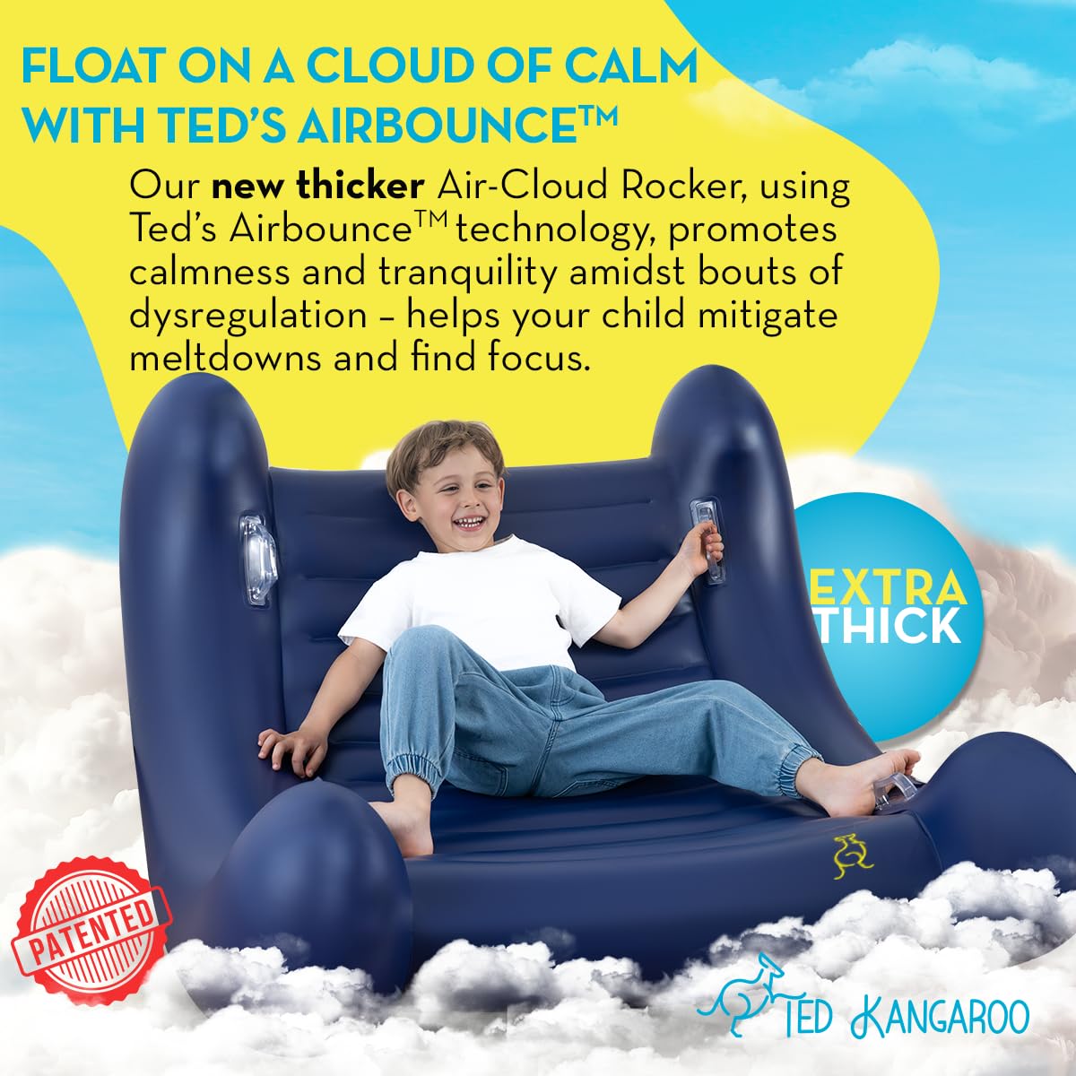 TED KANGAROO CloudBounce Ultra | Sensory Rocker for Kids | Patented NextGen Inflatable Sensory Chair | Ultra-Durable & Extra-Reinforced 2025 Edition