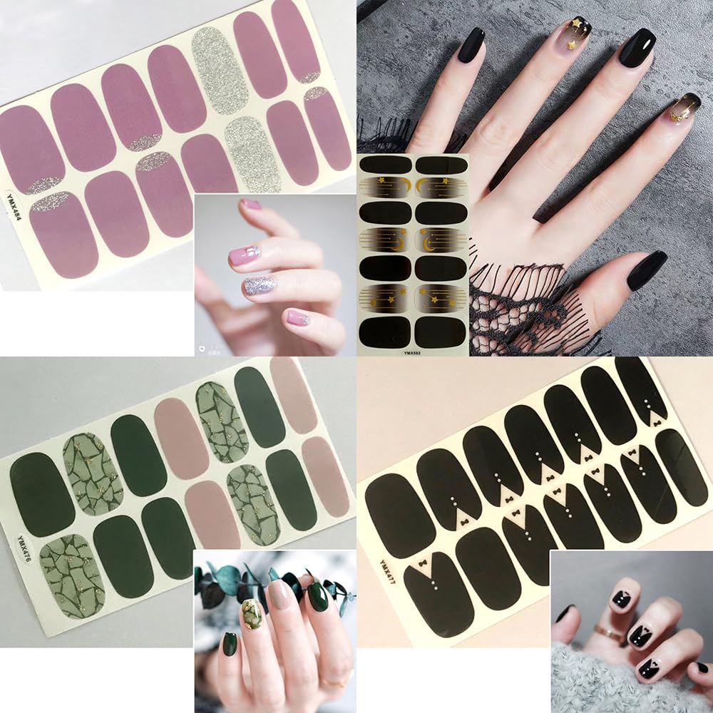 SILPECWEE 20 Sheets Nail Wraps for Women Stick on Nail Polish Strips Adhesive Nail Polish Stickers Gel Nail Strips Manicure Nail Art Accessories with 1pc File