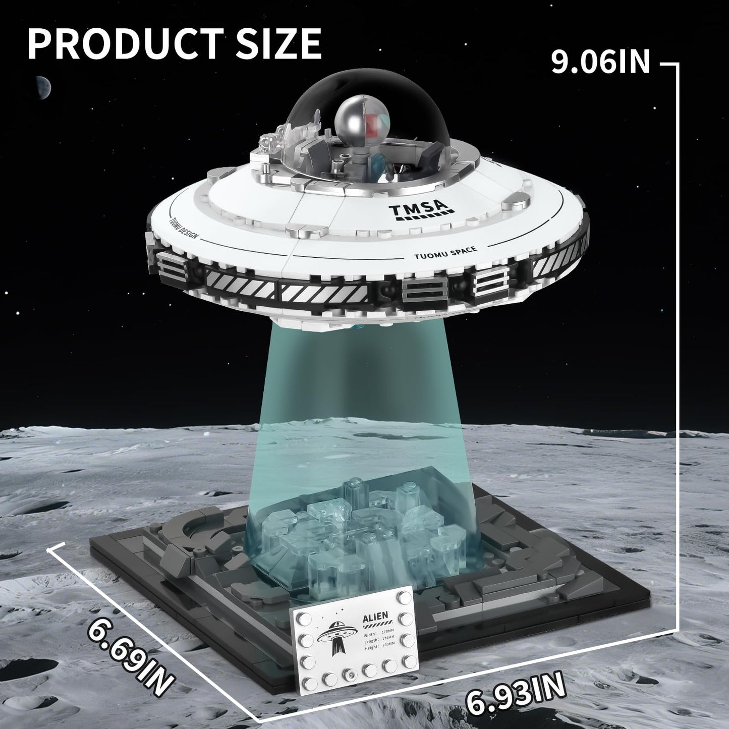 BNG UFO Space Building Blocks, UFO Toy Building Sets, Galaxy Star Spaceship Building Kit, Home Office Decor, Creative Gift for Girls and Boys 8-14
