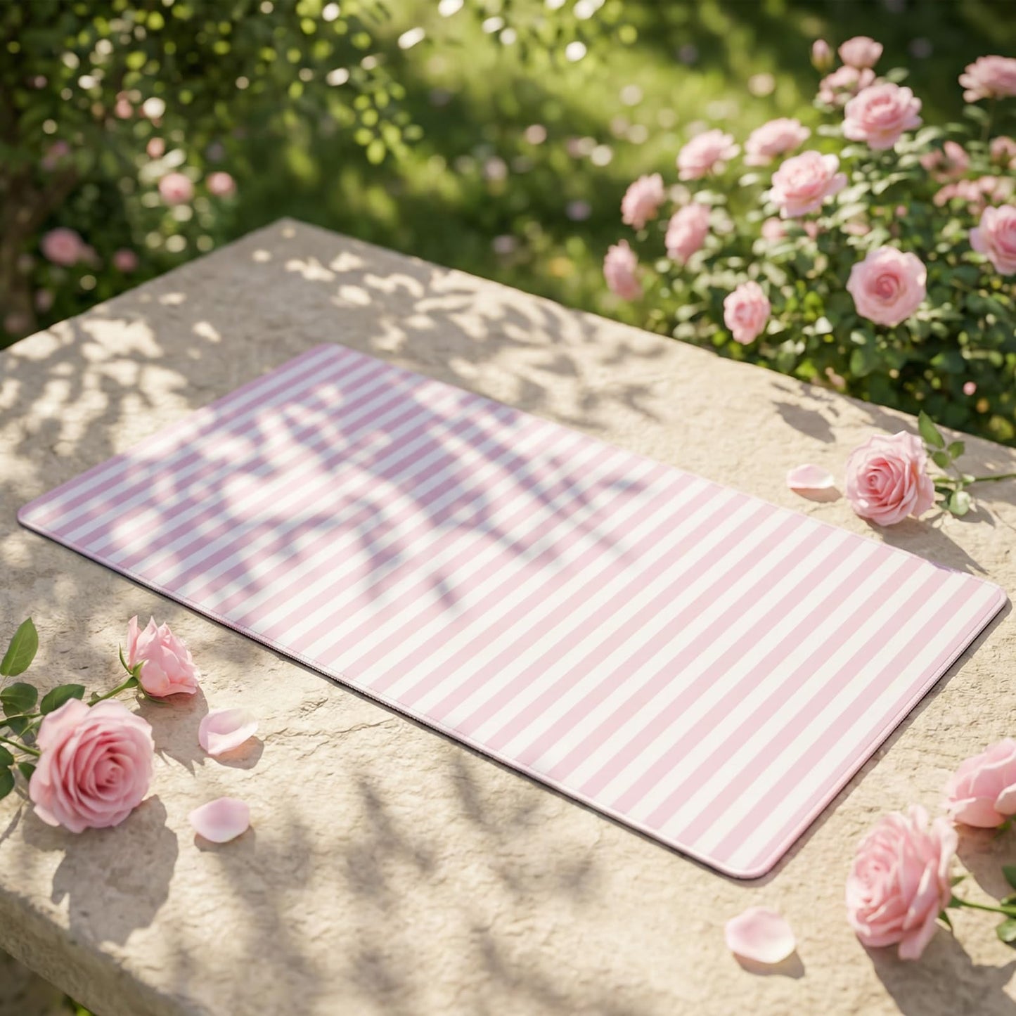 ohisxiacy Light Pink Striped Desk Mat Cute Pastel XXL Large Gaming Mouse Pad Desk Pad Kawaii Cozy Aesthetic Keyboard Laptop Computer Mat Home Office Decor for Women