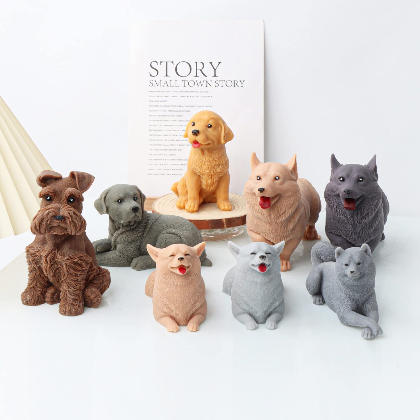 Cestony 3D Sitting Schnauzer Dog Shape Candle Silicone Molds for DIY Candle Resin Pillar Aromatherapy Candles Wax Soap Flower Specimen Clay Craft Desk Decor Making Tools