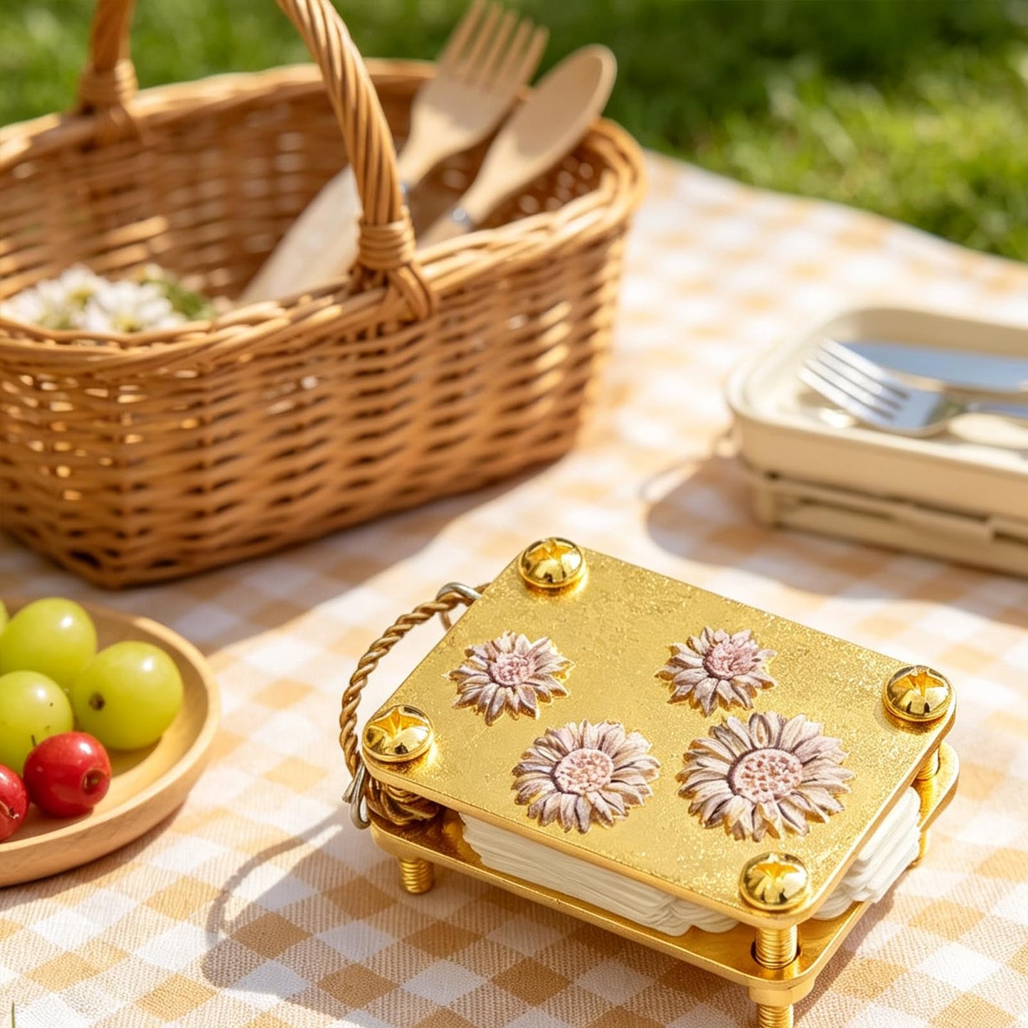 JDOQOKJ Handcrafted Metal Mini Flower Press, Miniature Flower Press Kit, Gold-Plated Miniature Design, Decorative Floral Patterns (sunfwer2)
