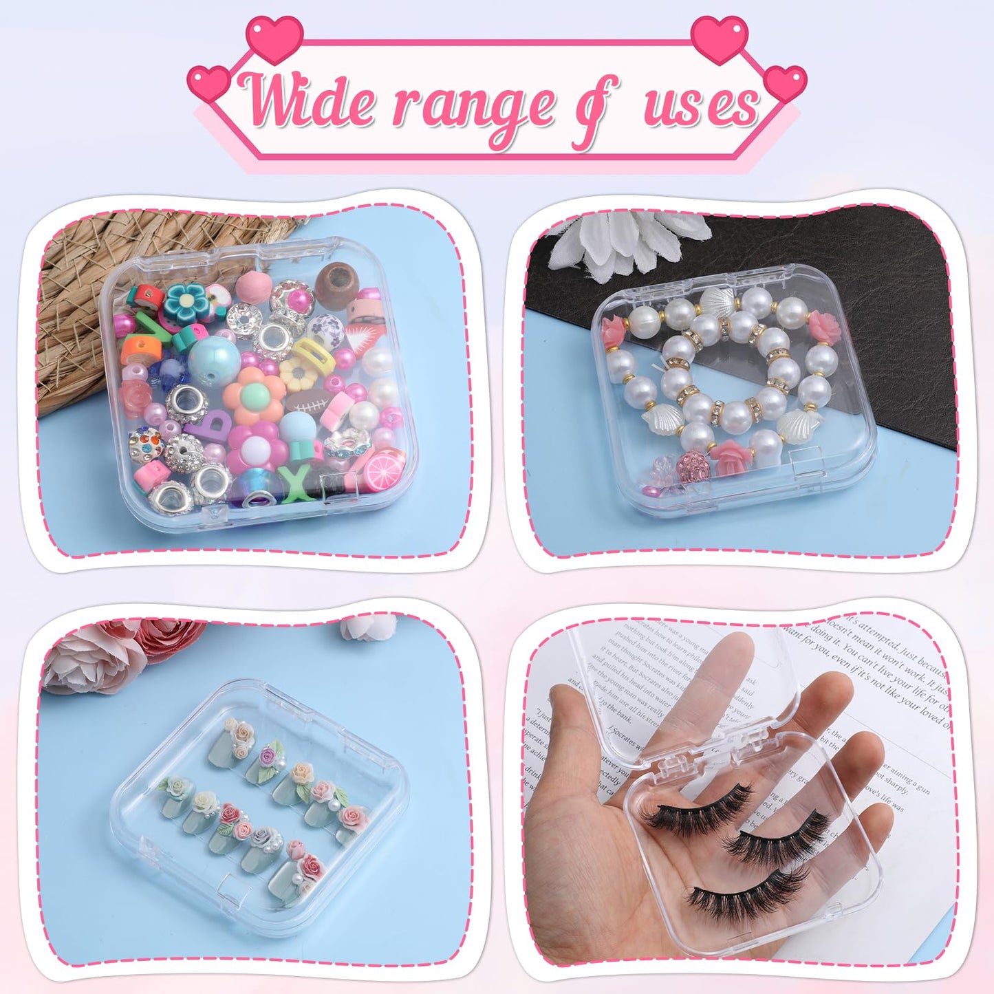 48 Pcs Press On Nail Packaging Box, Press On Nail Storage Box with 180 Pcs Adhesive Double Sided Tape, Acrylic Artificial Nails Display Case for Nails Salon