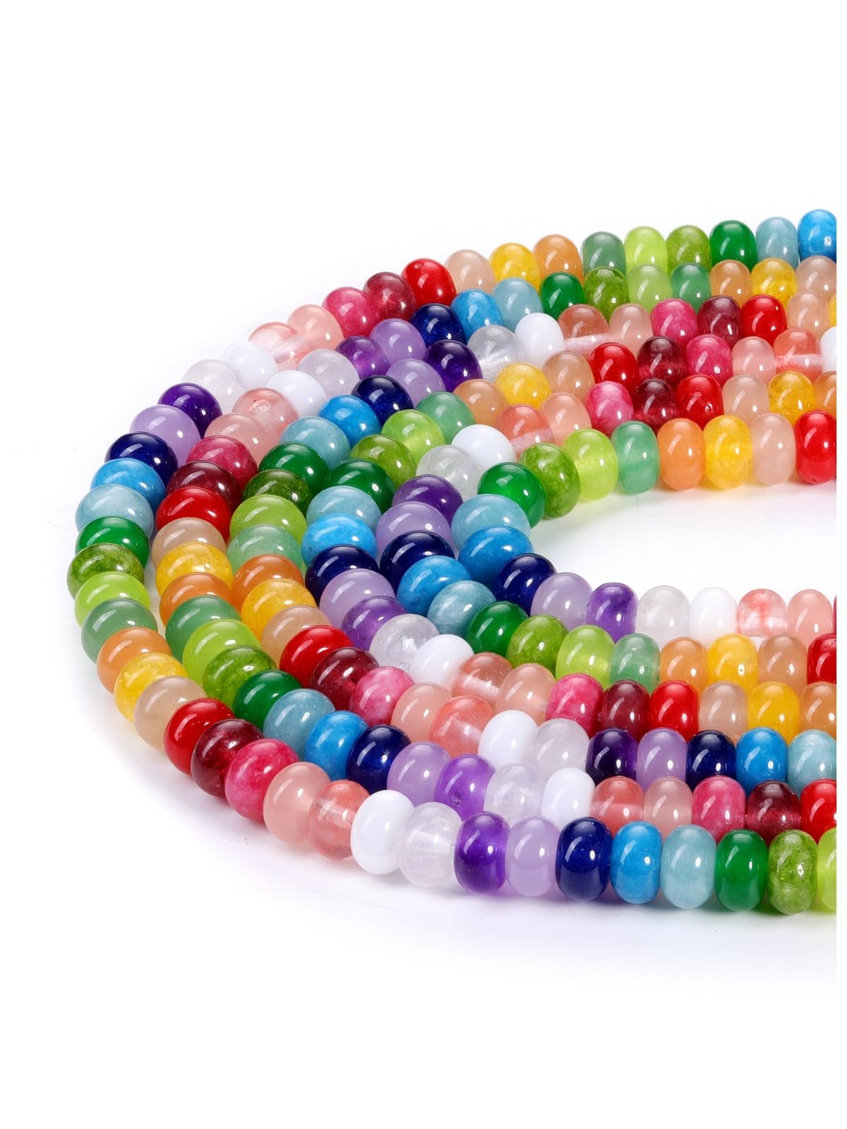 Jovivi 5x8mm Mulitcolor Natural Rondelle Stone Beads,Polished Semi Precious Gemstone Abacus Beads,Genuine Real Healing Crystals Bead for Bracelet Necklace Jewelry Making