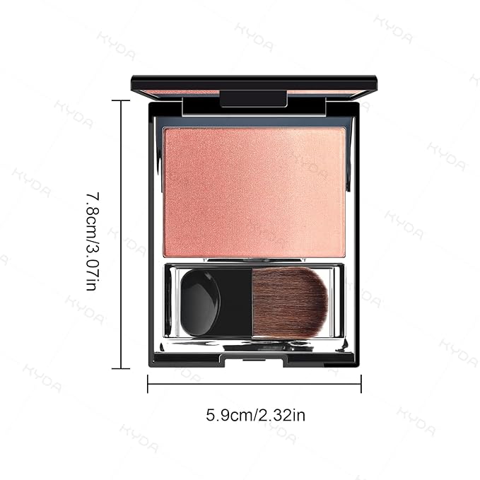 KYDA Warm Rose Shimmer Blush, Gradient Cameo Brown Pink Color, Micro-fine Pearl Powder Blush, Soft Buildable Cheek Color, Lightweight Smooth, Multiuse Blusher Compact
