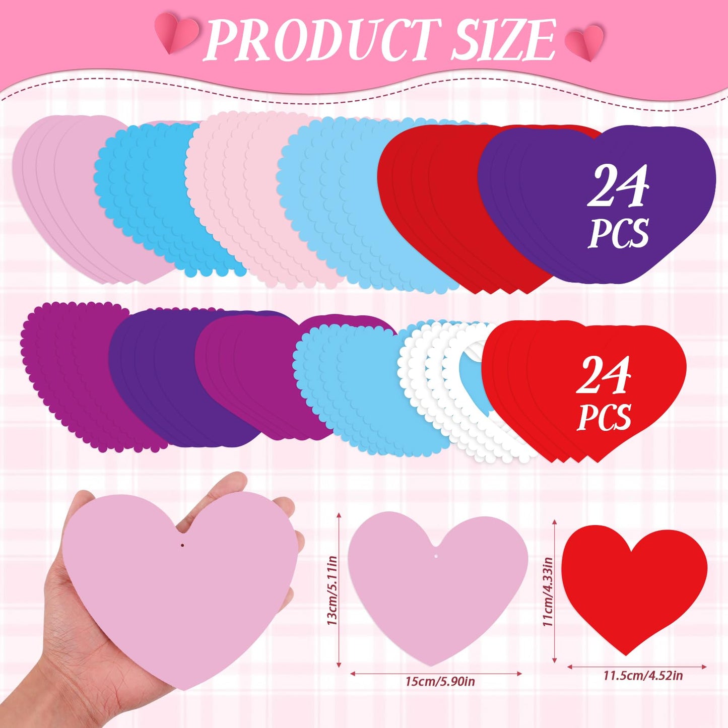 CCINEE 24 Sets Valentine's Day Heart Craft Kits DIY Heart Craft Set for School Gift Valentine's Day Wedding DIY Craft Supplies