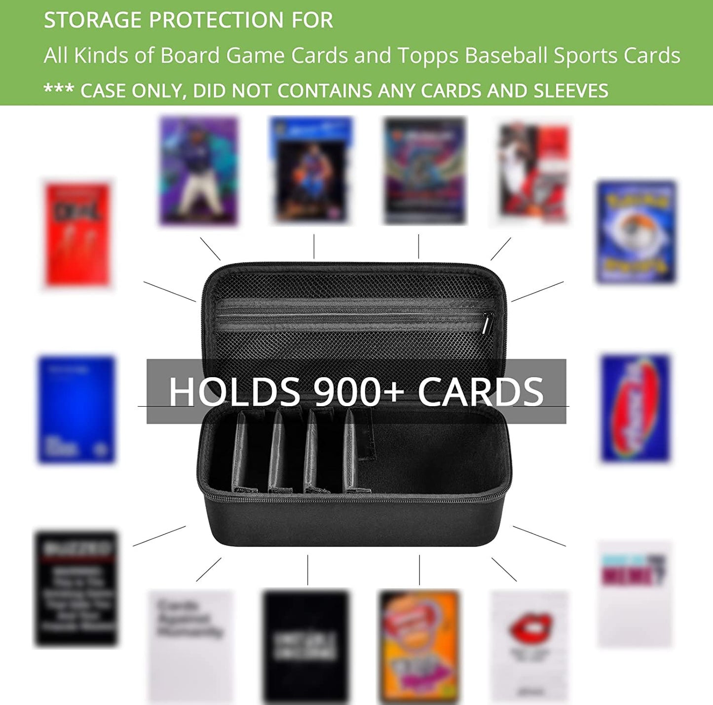 ALKOO Premium 900+ Trading Card Carrying Case - Hard Shell TCG Travel Storage Bag with Dividers & Shoulder Strap - Holds 900+ Sleeved Cards or Deck Boxes - Compatible with MTG & Sports Cards
