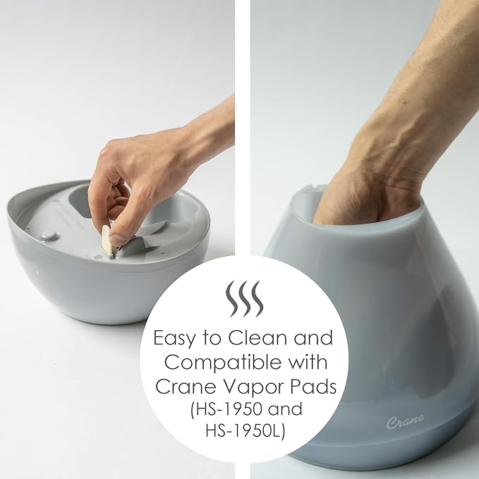 Crane 4-in-1 Drop 2.0 Ultrasonic Cool Mist Humidifier with Sound Machine, Night Light, Aroma Tray, 1 Gallon Top Fill, Grey 1 Gallon