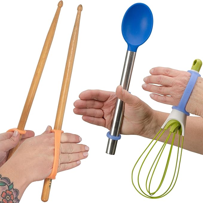 EaZyHold Silicone Universal Cuff, Adaptive Aid for Weak Hand Grip, Limited Mobility Holder for Daily Living - 9 Pack