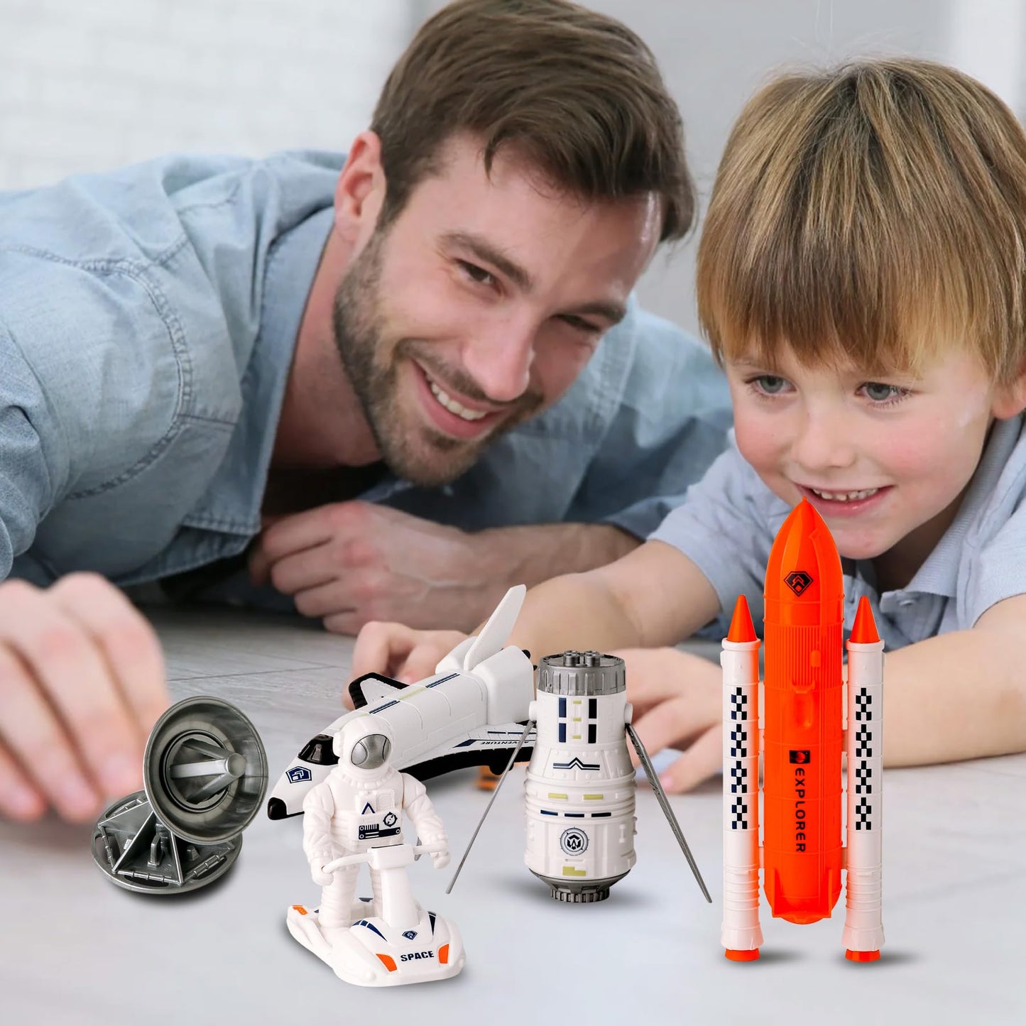 Wbzle Space Exploration Shuttle Toys, Space Explorer Toy Kit, Include Signal Receivers, Satellites, Astronaut, Space Scooter, Space Toys Gift for Exploring Boys and Girls