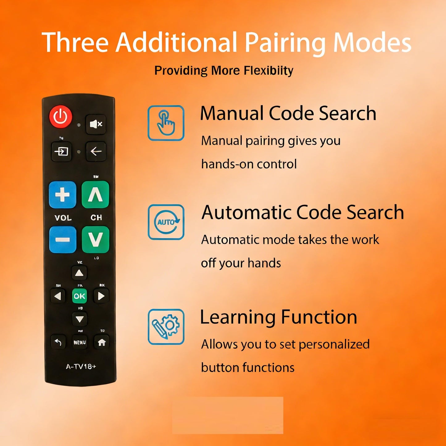Big Button Universal TV Remote Simple Easy to Use, Great for Seniors, Works with Major TV Brands