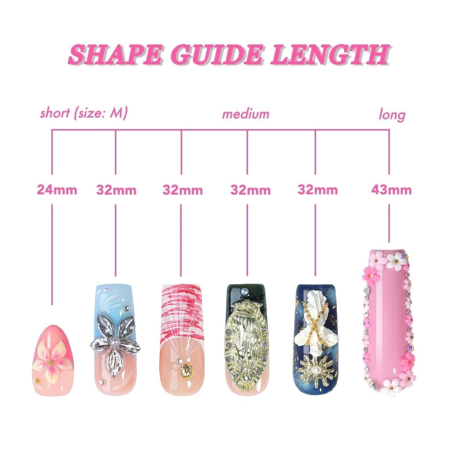 Pink Floral Beach Press On Nails – Handmade 3D Flower & Shell and Starfish Design, Long Coffin Shape Reusable Acrylic Full Cover Stick On Nails for Women Summer Vacation Nail Set