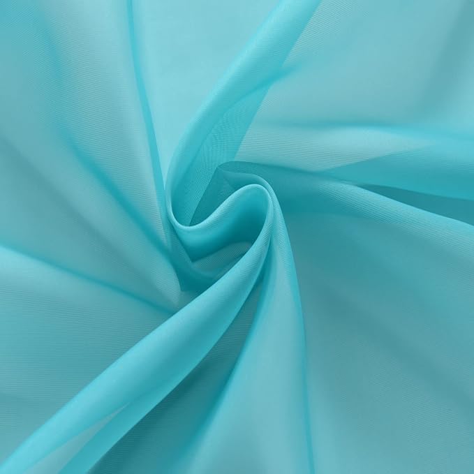 SpaceDresser Sheer Voile Window Treatment. Rod Pocket Curtain Panels for Kitchen Bedroom Living Room Drapes Sunlight Filtering Privacy Semi Home Decor Assorted Colors Sizes (Turquoise, 52 W x 45 L)