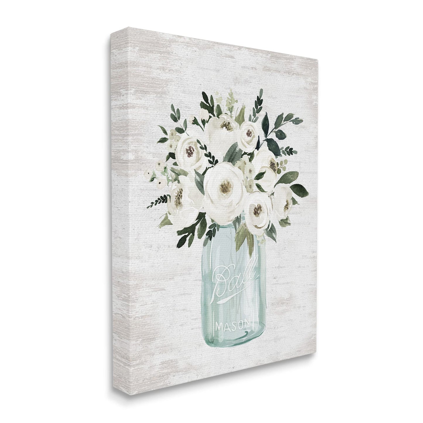 Stupell Industries White Ranunculus Floral Bouquet Blue Canning Jar, Design by Lettered and Lined