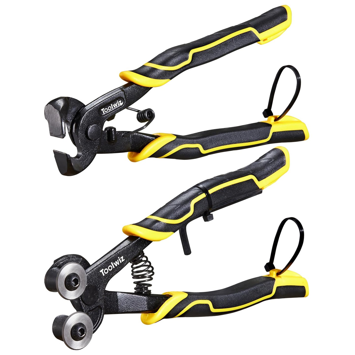 Toolwiz Glass Tile Nippers 2 pcs Heavy Duty Tungsten Carbide Wheeled Stained Glass Mosaic tiles and Hd Ceramic Tile Nipper Pliers Tools with Ergonomic Handles for Porcelain Mirror Stone DIY Projects