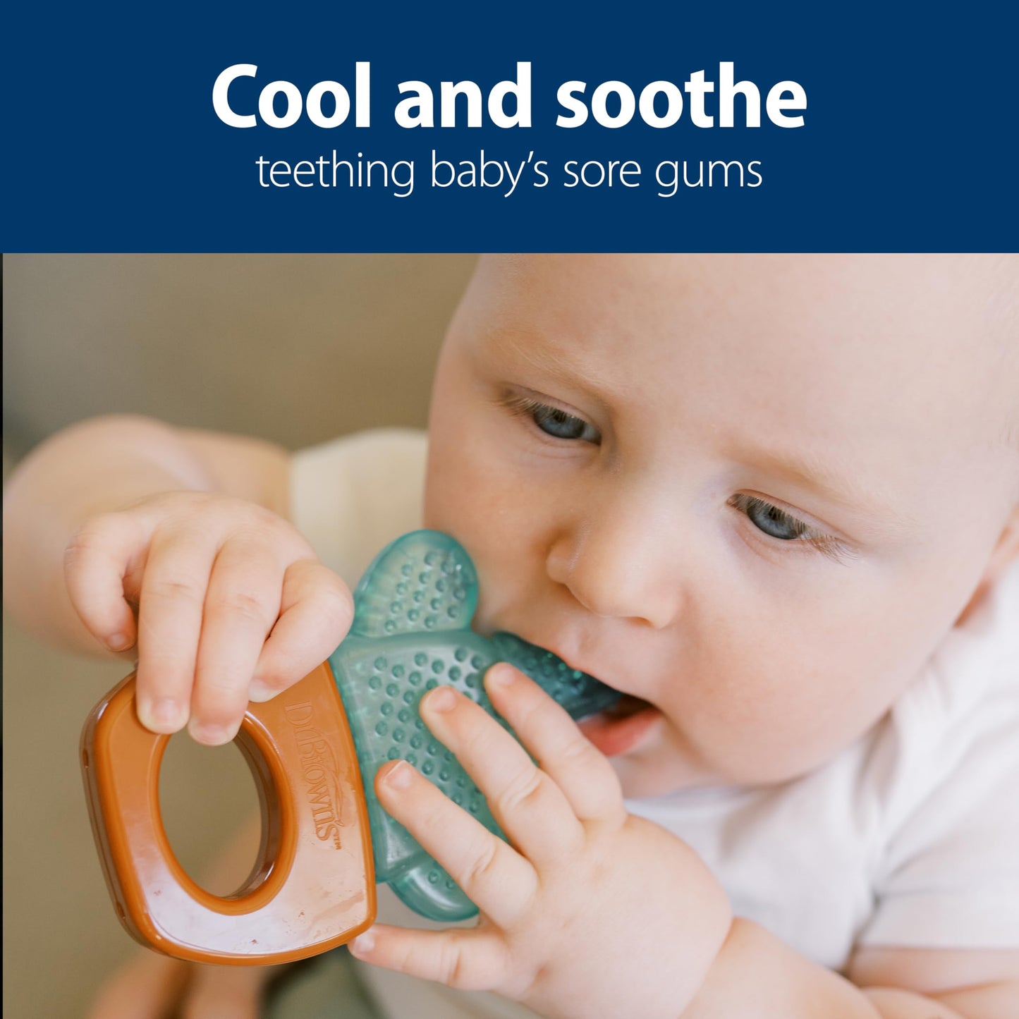 Dr. Brown's AquaCool Water-Filled Teether, Cooling Baby Teether Toy for Sore Gums, Green Cactus, BPA-Free, 3m+, 4-Pack