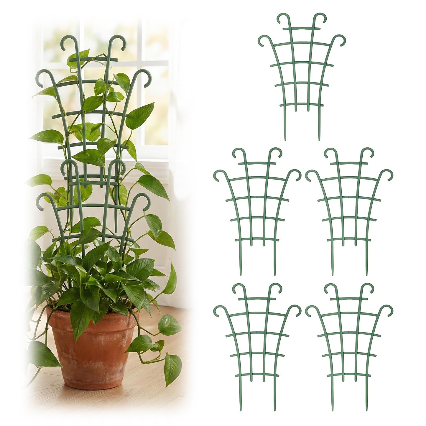 5 Pcs Trellis for Potted Plants,Stackable Plant Trellis for Climbing Plants Indoor, Small Plastic Support for Vine Ivy Hoya Houseplants Flower Plant Support