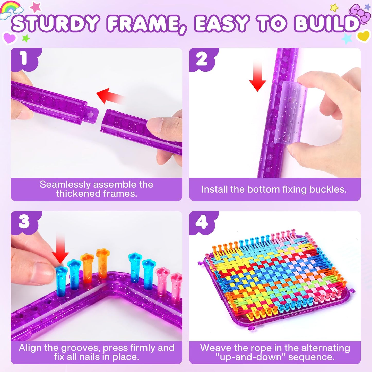 478 Pcs Weaving Loom Kit with Portable Case, Perfect for Making Handbags, Potholder Maker, Bracelet for DIY Crafters & Makers, Complete Craft Kit with Hooks, Gift for Christmas, Birthday, Purple