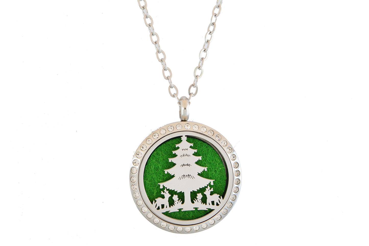 Aromatherapy Essential Oil Diffuser Stainless Magnetic Locket Christmas Tree Crystals