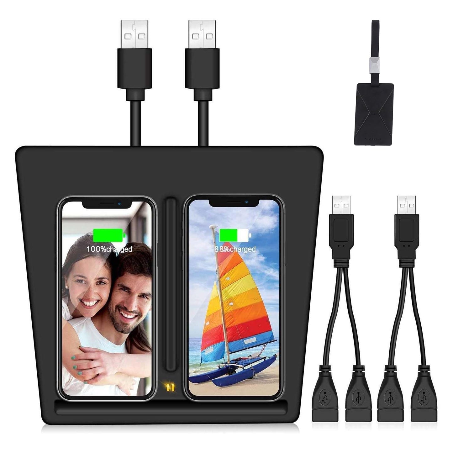 VXDAS Wireless Charger, Dual 10W QI Wireless Phone Charging Pad M3 Car Center Console for Tesla Model 3 Accessories Panel with 7pcs Custom Cup Mat Center Console Liner mat-Upgrade