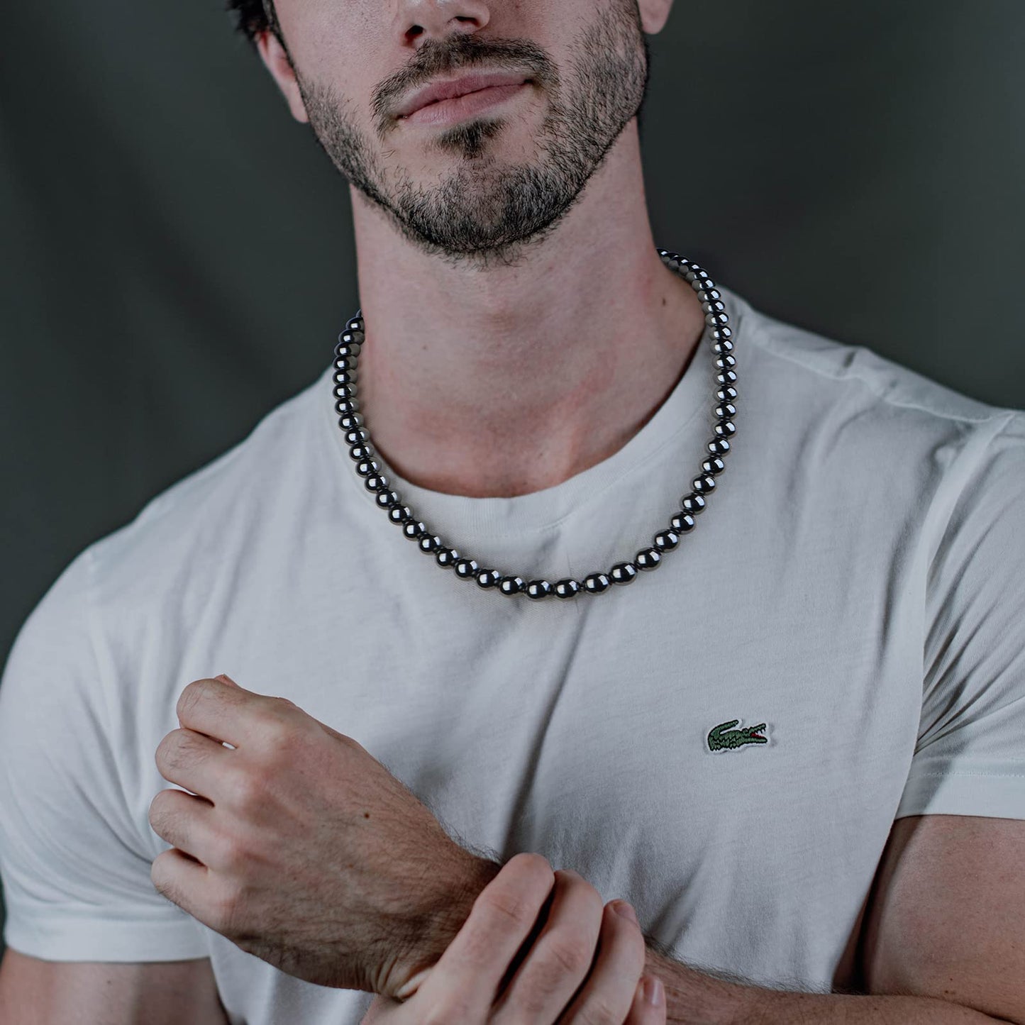 IRUMENG Hematite Necklace - Natural Magnetic Hematite Beads Necklace Relief Fatigue around Neck and Shoulder,18“(45cm)