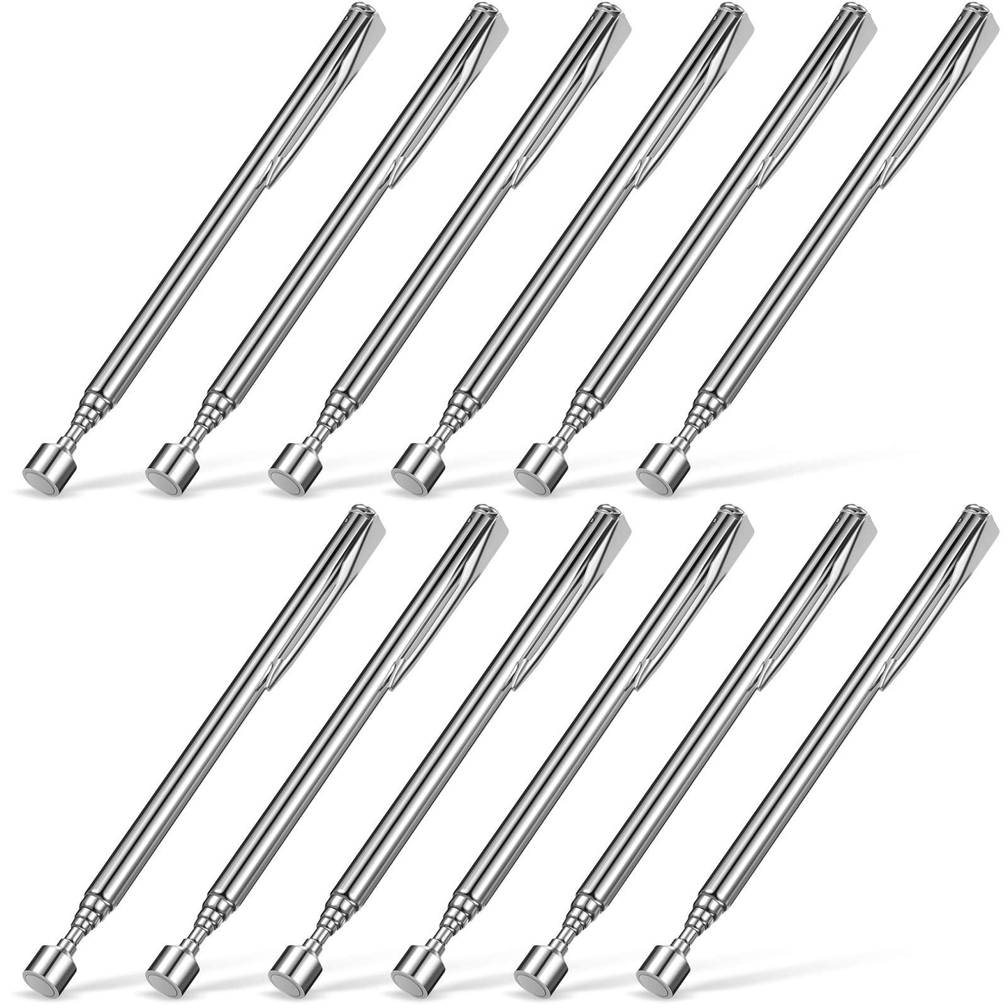 12 Pieces Telescoping Magnet Pickup Tools in 2 Lb Magnetic Stick Gadget with Pocket Clip Magnet Tool to Retrieve Screws Nuts Pins for Men Birthday, Father's Day, Valentine