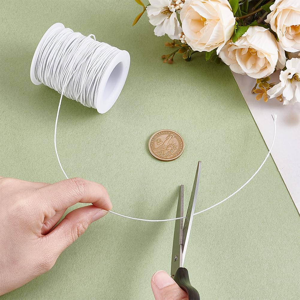 NBEADS 100 Yards Ghost White Floral Wires, 18 Gauge Cotton Covered Millinery Wire Iron Stem Wires for Sewing Supplies Brim Making Accessories