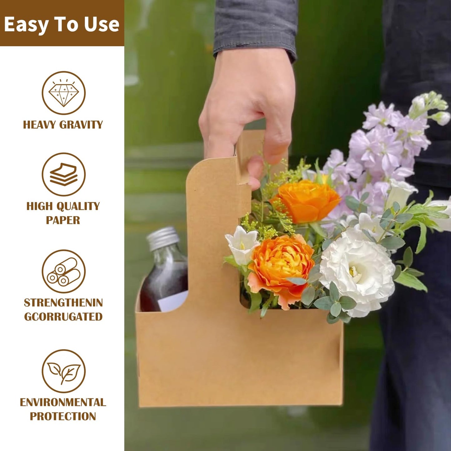 50 Pcs Coffee Drink Carrier with Handle(2 Cups or 4 Cups),Assemblable Drink Holder with Handle,Disposable Cup Holders for Drinks, Great for All Your Drink and Food Delivery,Coffee Carrier