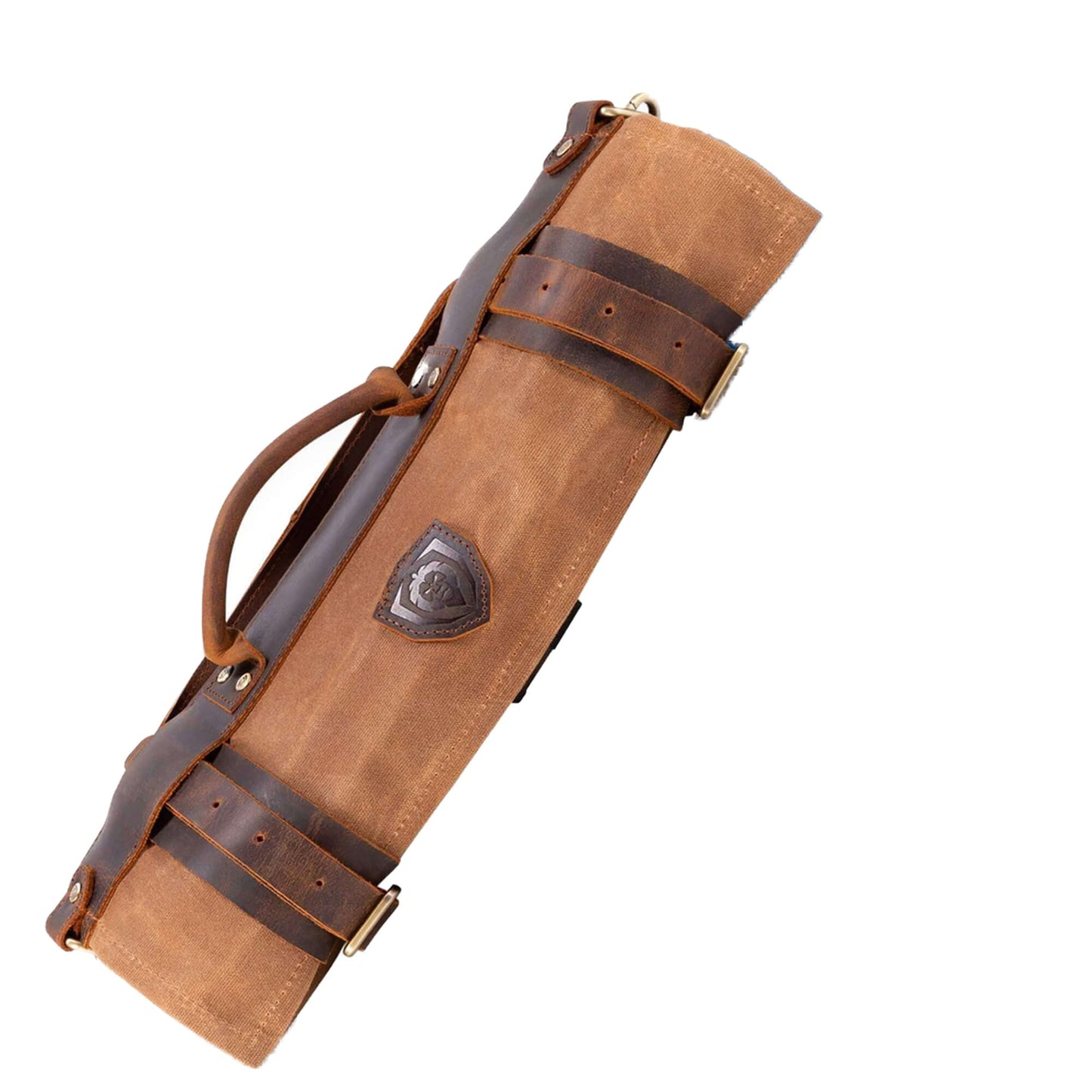 Dalstrong Nomad Knife Wrap Roll - 12oz Waxed Canvas Top Grain Leather Knife Roll Bag- 13 Slots - Interior & Rear Zipper Pockets - Travel Storage with Blade