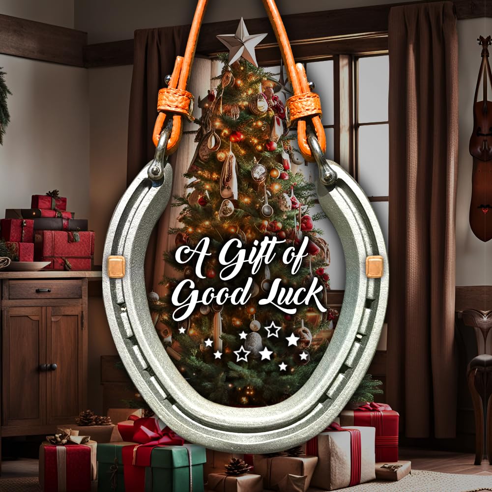 MatchWhiz Lucky Horseshoe Gift Sets, Horseshoe ornaments, ‌Handcrafted Meaningful Gift for Housewarming Wedding or Anniversary, Rustic Home Wall Decor, Includes Present Box and Message Card