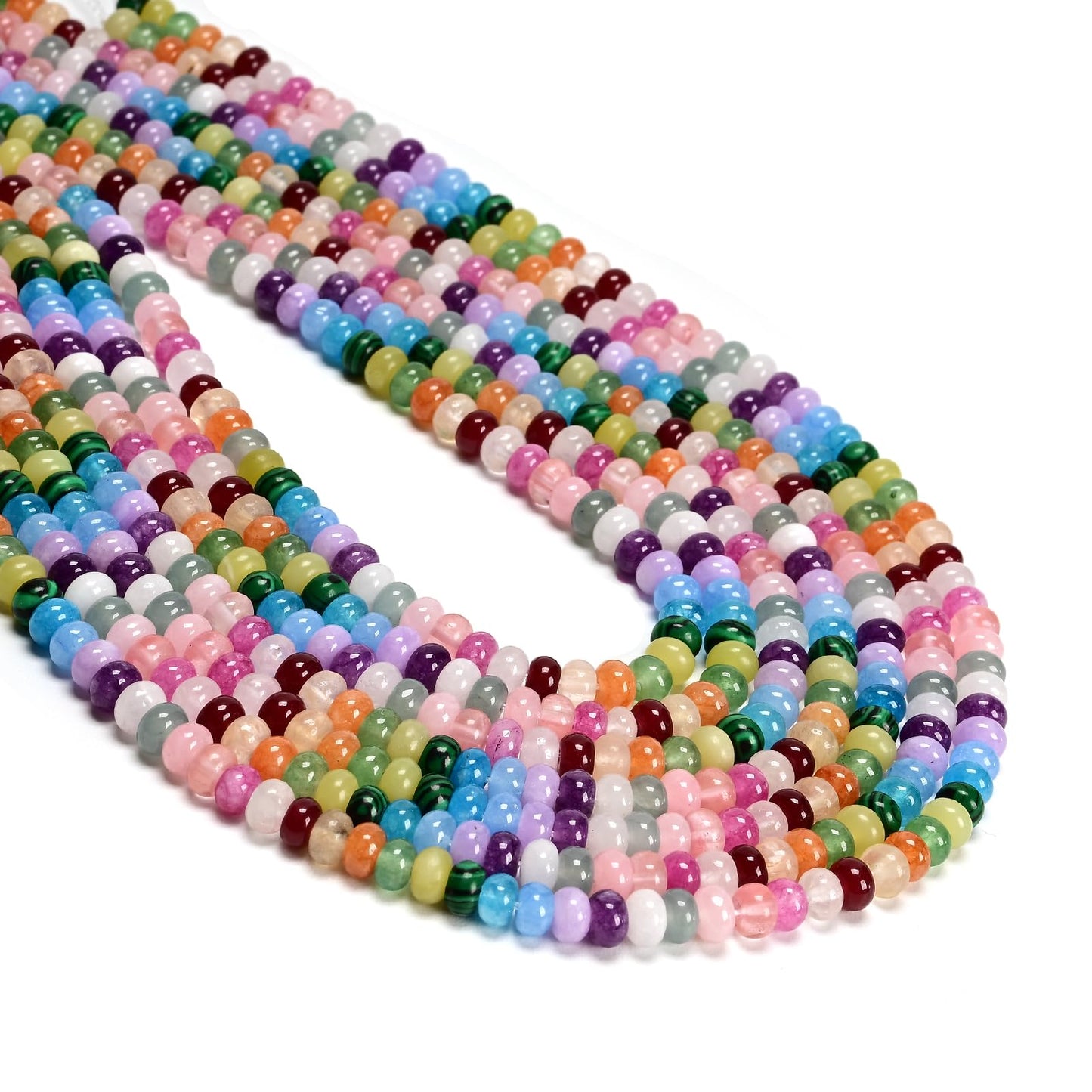 ICAI 4x6mm Natural Rondelle Beads – Loose Gemstone Spacers for DIY Jewelry Making (Mulitcolor)
