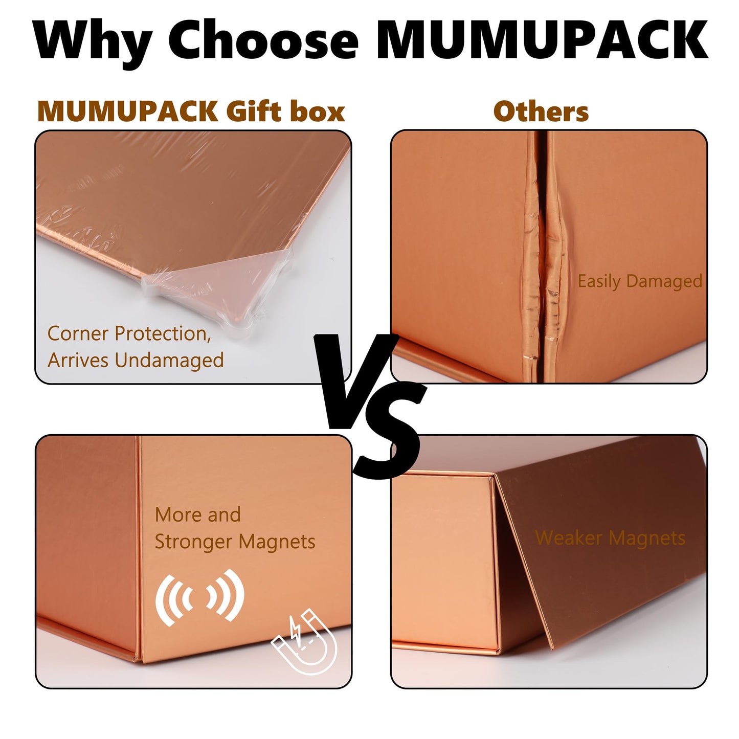 MUMUPACK Rose Gold Gift Box,19x16x6 Large Gift Boxes With Lids For Presents Includes Ribbon And Diy Printable Sticker Paper,Bridesmaid Proposal Box,Magnetic Gift Box For Birthday,Wedding,Graduation