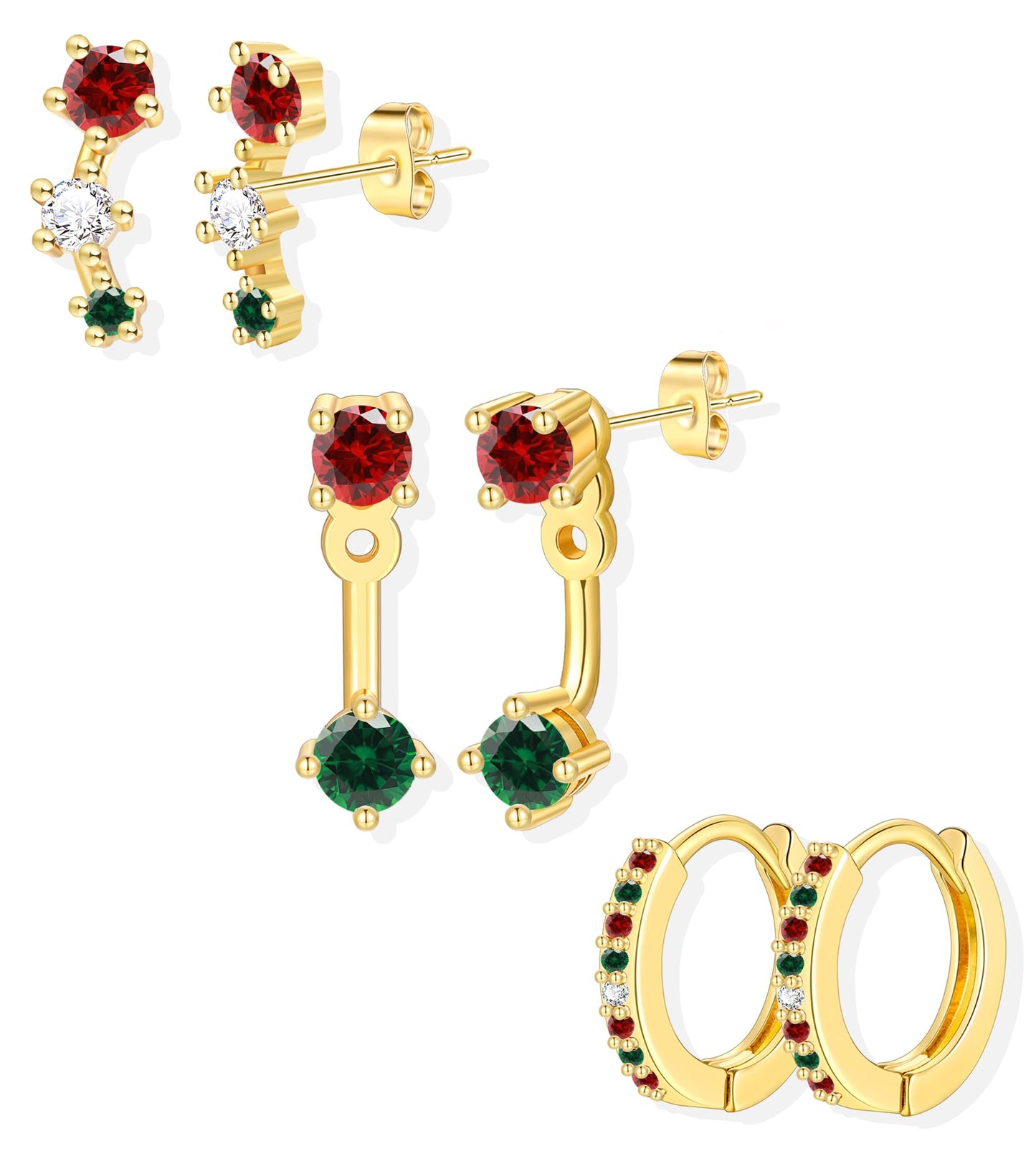 Gold Stud Earrings for Women, 6 Pairs 14K Hypoallergenic Cartilage Earrings for Multiple Piercing, Dainty Small Stackable Gold Hoop Earrings Set