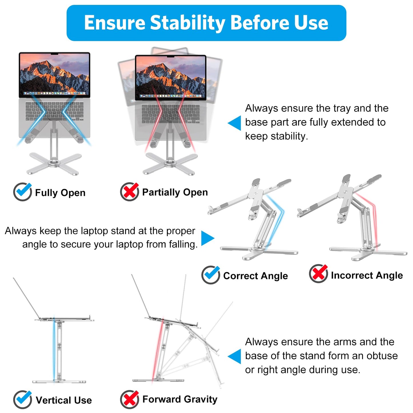 OMOTON LA10 360° Rotating Laptop Stand Riser for Desk, Ergonomic Foldable Computer Stand Adjustable Height Angles for Collaborative Work, Easy Storage Fit Macbooks,All Laptops up to 16 inches, Silver