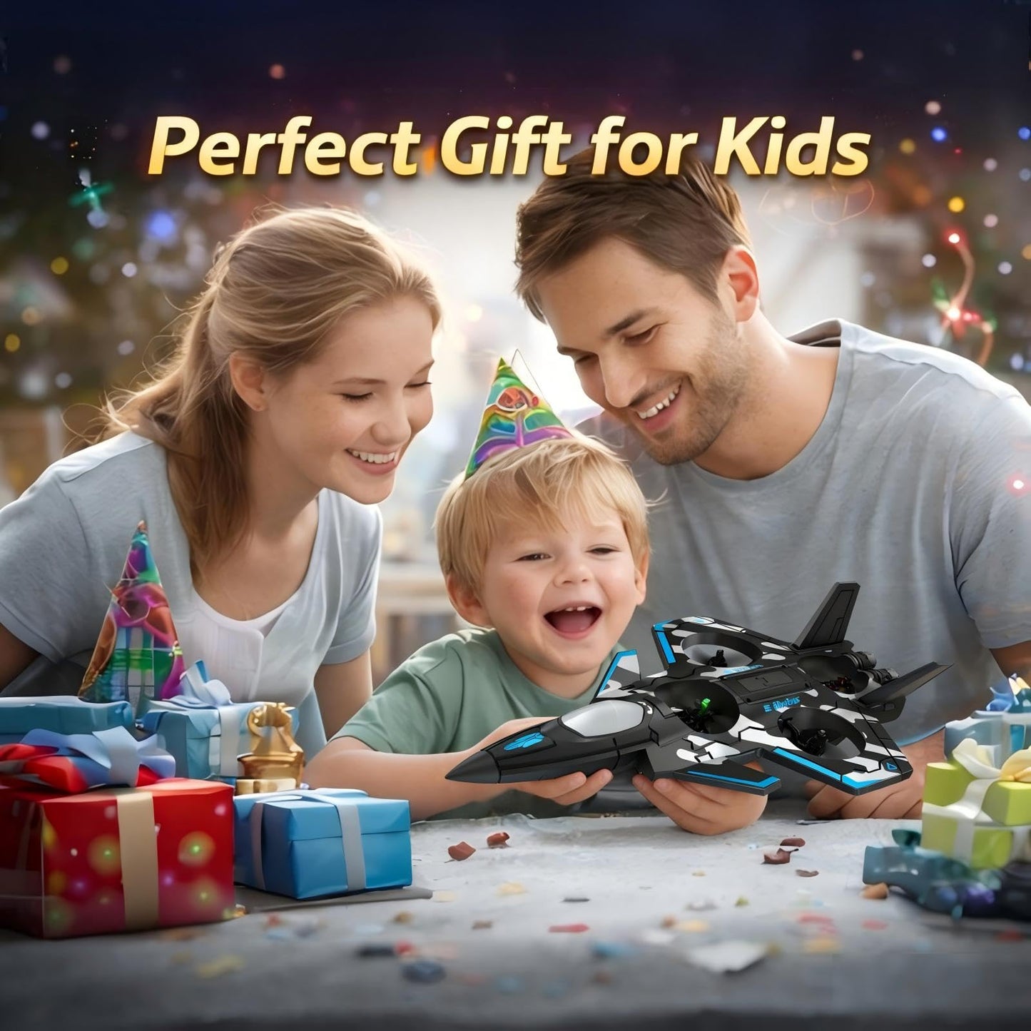 BEACONDESI F47 RC Fighter Drone for Kids, Remote Control Airplane with Altitude Hold, RC Jet Drone Toy with LED Lights, Easy to Fly RC Airplane for Beginners Boys Girls