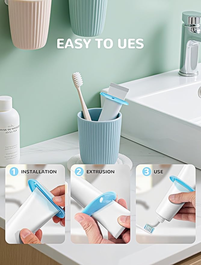 4PCS Toothpaste Squeezer, Colorful Plastic Toothpaste Tube Squeezer Toothpaste Dispenser HangingTube Squeezer Tool, Toothpaste Clip for Bathroom, Suitable for Toothpaste, Cream, Cosmetics