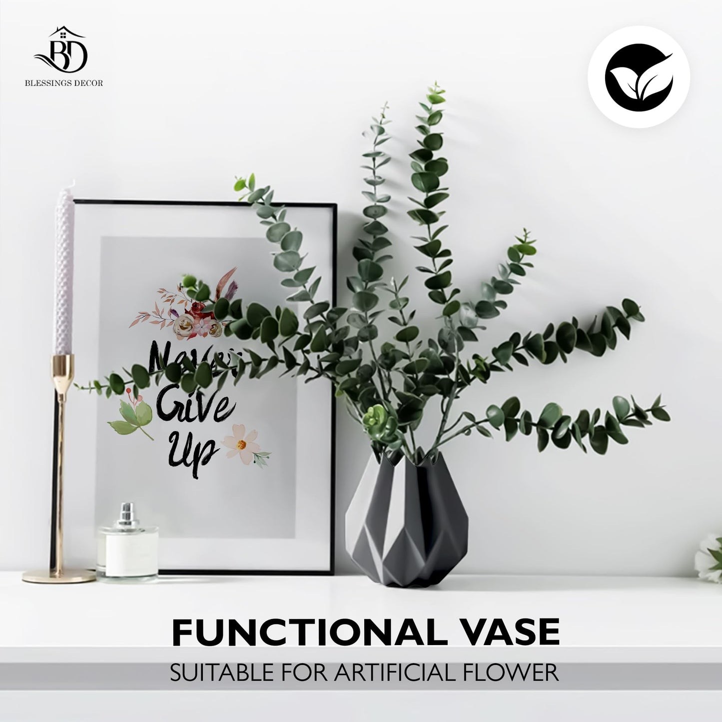 Blessings Decor Ceramic Flower Pots Indoor Plant Pots Small Flower Pots ceramic modern vase (Grey)