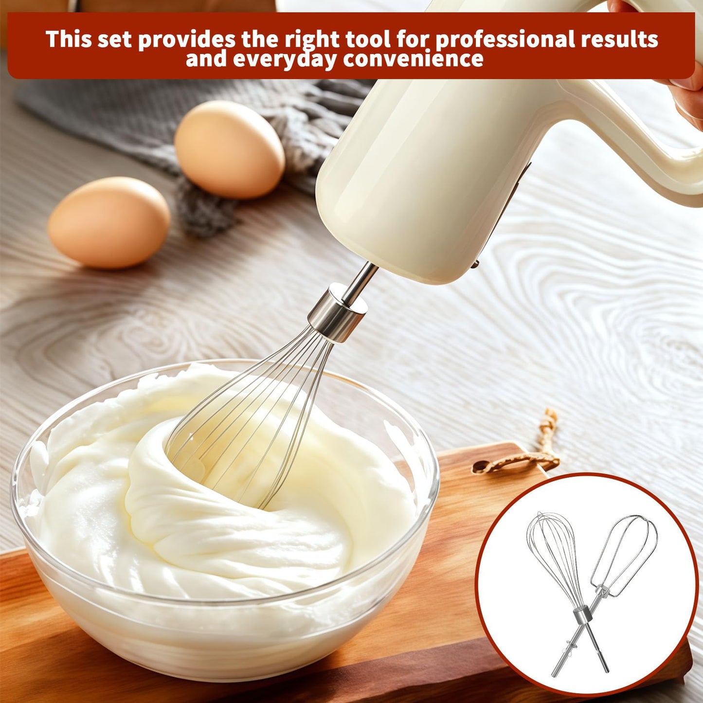Hand Mixer Beaters Attachments for KitchenAid KHM512 KHM6118 KHM7210 KHM926, Including Turbo Beater, Pro Whisk, Dough Hooks, Blending Rod, Set of 6