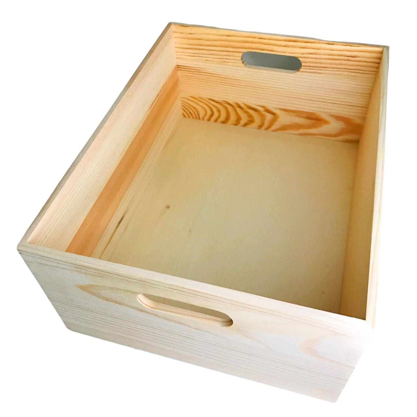Oojami Unfinished Wooden Crates 4 Pack for Storage & Display Nesting Wood Boxes with Handles, Organizer Bins for Crafts, Decor, Farmhouse, Kitchen, Pantry - Pine