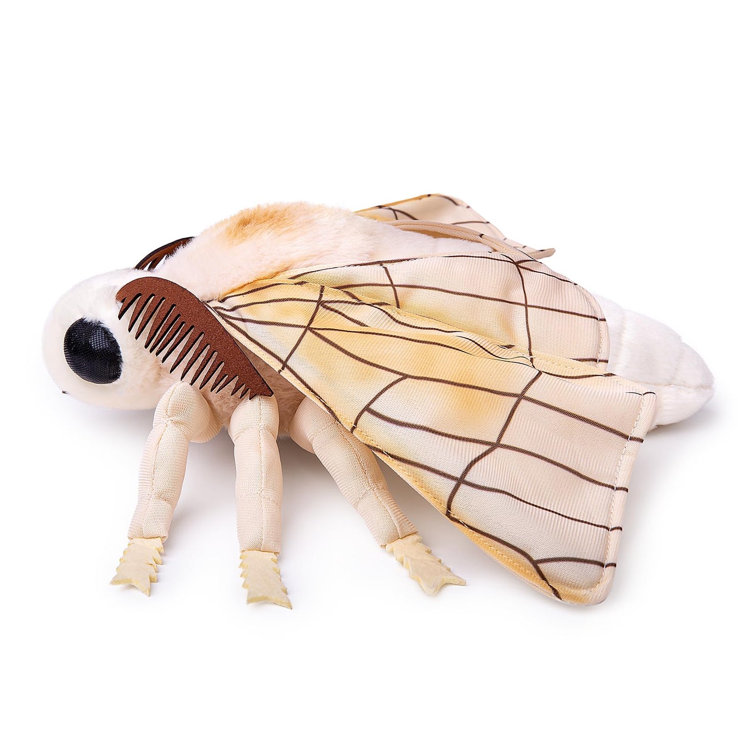 FRANKIEZHOU Simulation Silk Moth Stuffed Animal-White-15in, Soft Moth Plush Toy Gifts for Kids, Baby,Home Decor,Hugging Toy