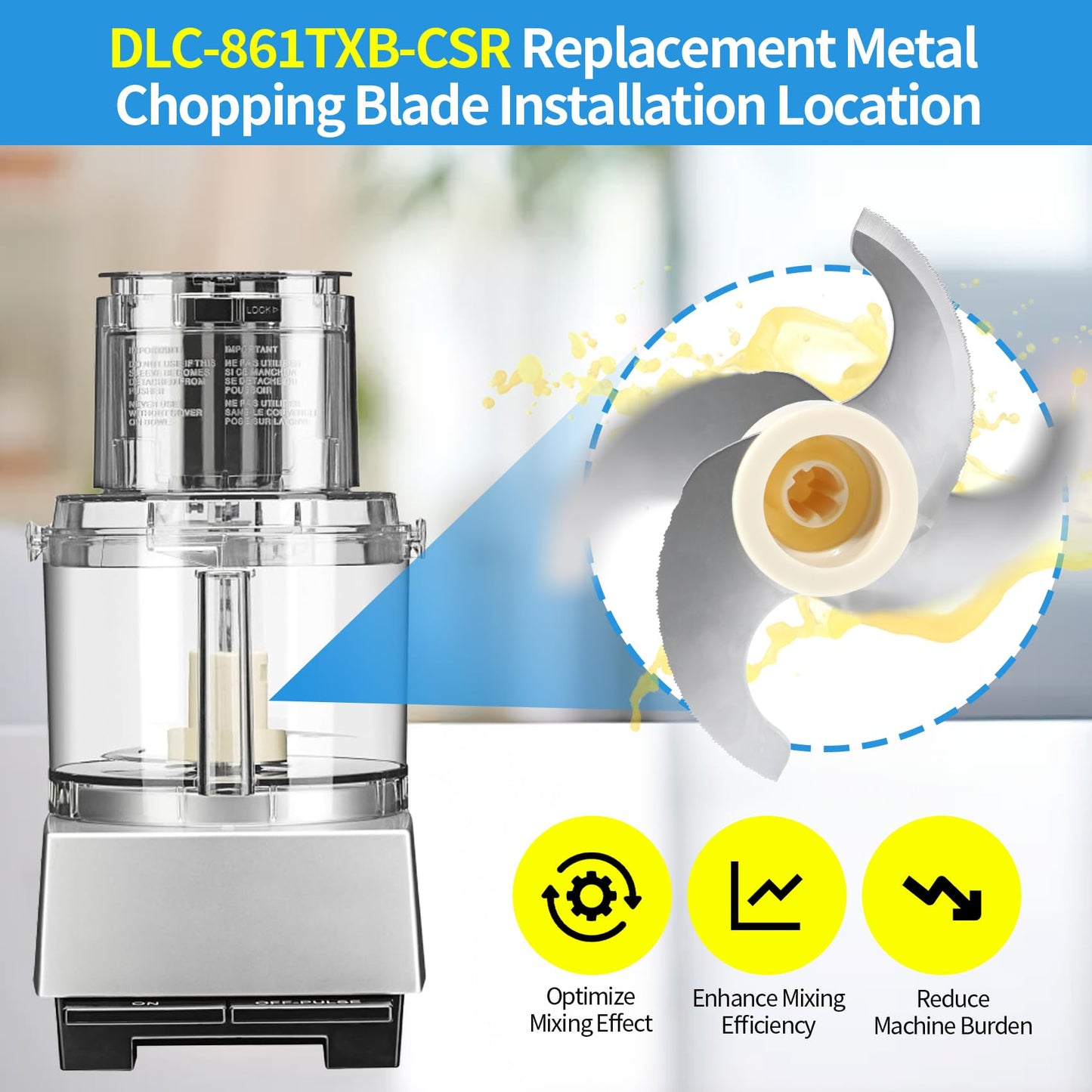 DLC-861TXB-CSR Replacement Chopping Blade – Compatible with Cuisinart 11-Cup Food Processor, Stainless Steel Food Chopper Cutter for DLC-8, DFP-11, DLC-2011 Series – Food Processor Replacement Blade