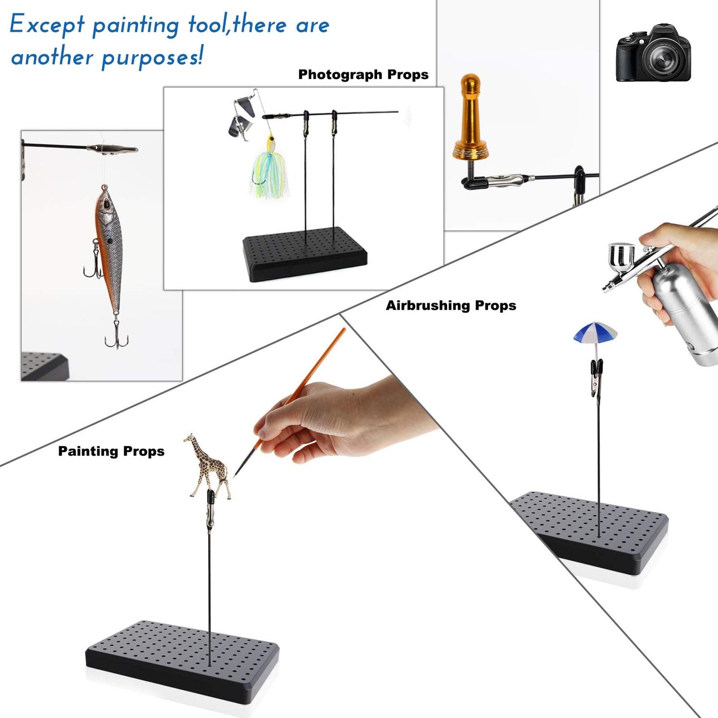 GJJC10B- 2PCS Model Painting Stand Base and 40pcs Alligator Clip Sticks for Airbrush Hobby Model Parts New