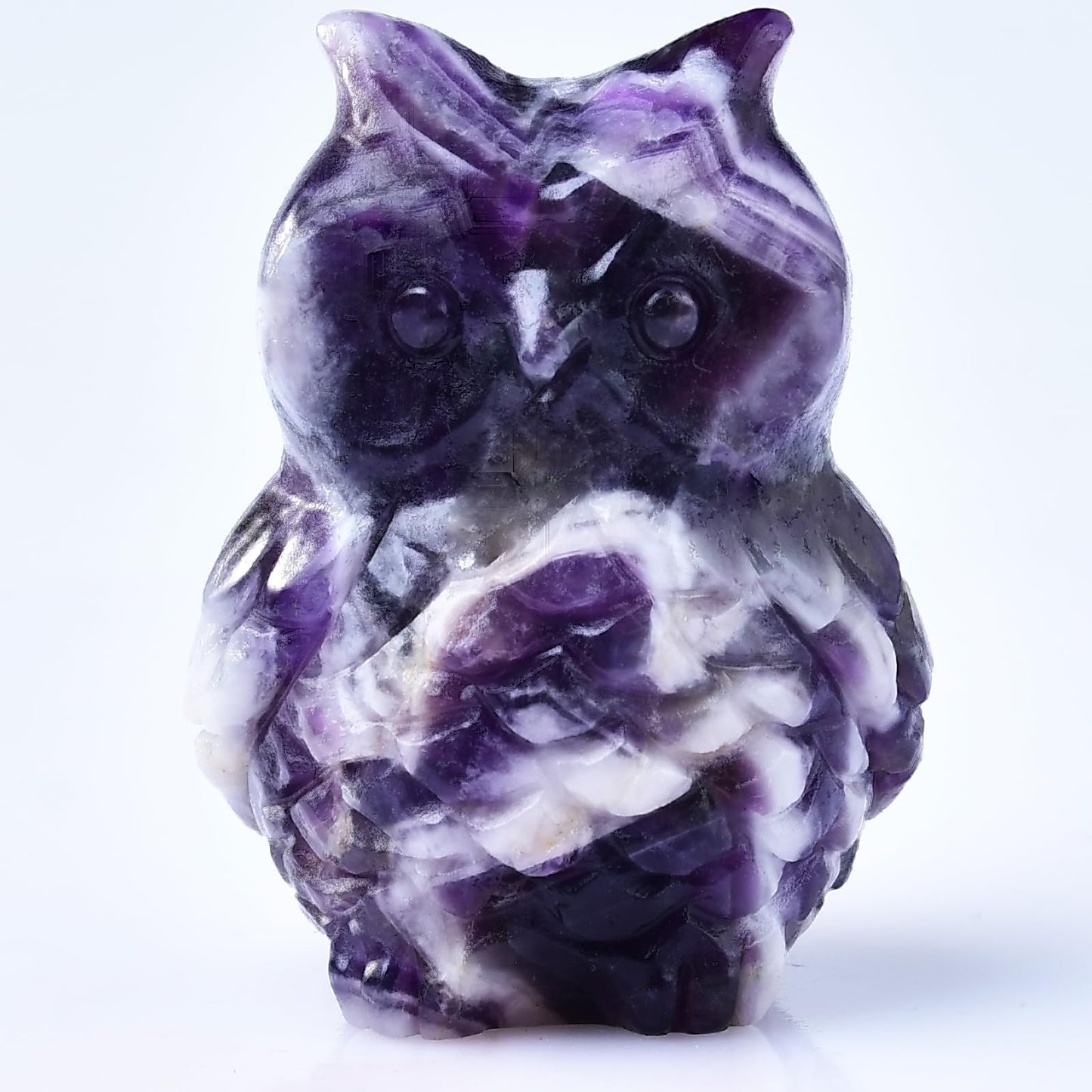 Ytbeoxk 1.9 Inch Amethyst Owl Statue Owl Figurine Home Decor, Healing Crystal Cute Decor Figurines, Hand-Carved Gemstones, Bedroom Office Spiritual Gift