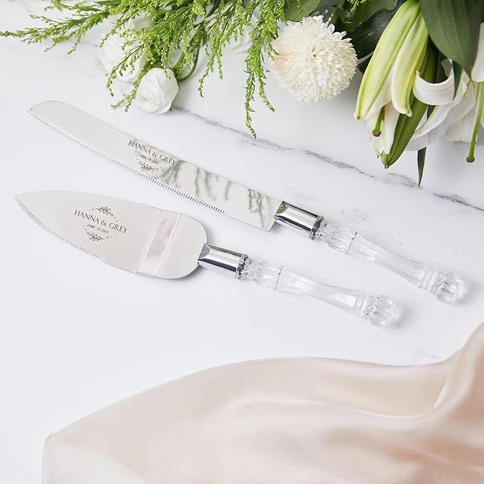 AW BRIDAL Personalized Cake Cutting Set for Wedding Pie Server Pizza Cutter Wedding Registry Bridal Shower Gifts Engagement Gifts for Couples//DK001CPP123//