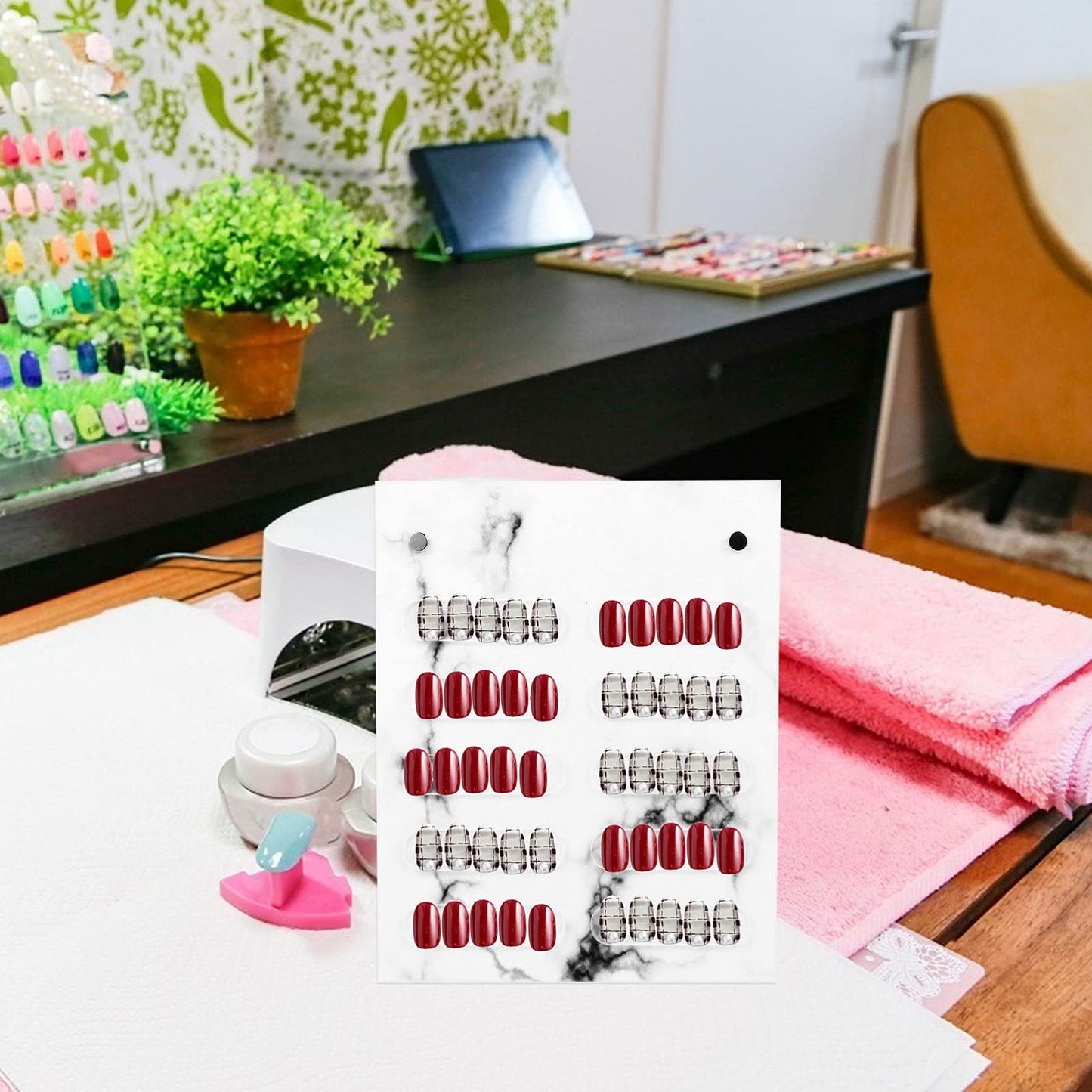 Beaupretty Magnetic Nail Art Display Board with Acrylic Stand 7.87X6.29 Inch Portable Manicure Display Stand for False Nails Practice and Nail Art Color Cards Holder