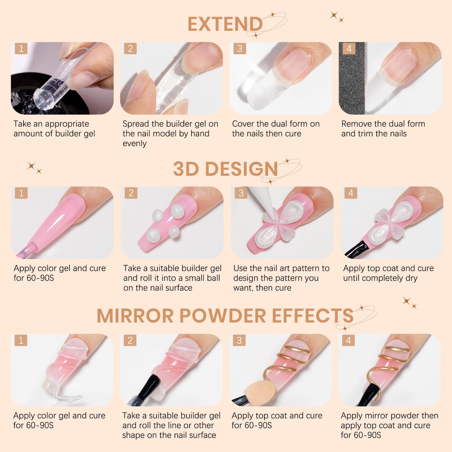 SUPWEE 3d Gel Nail Art Sculpture Non Stick Hand Molding Gel for Nails Multifunctional Solid Builder Gels for Extension Carving Sculpting Beauty Charms for Beignner and Salon DIY