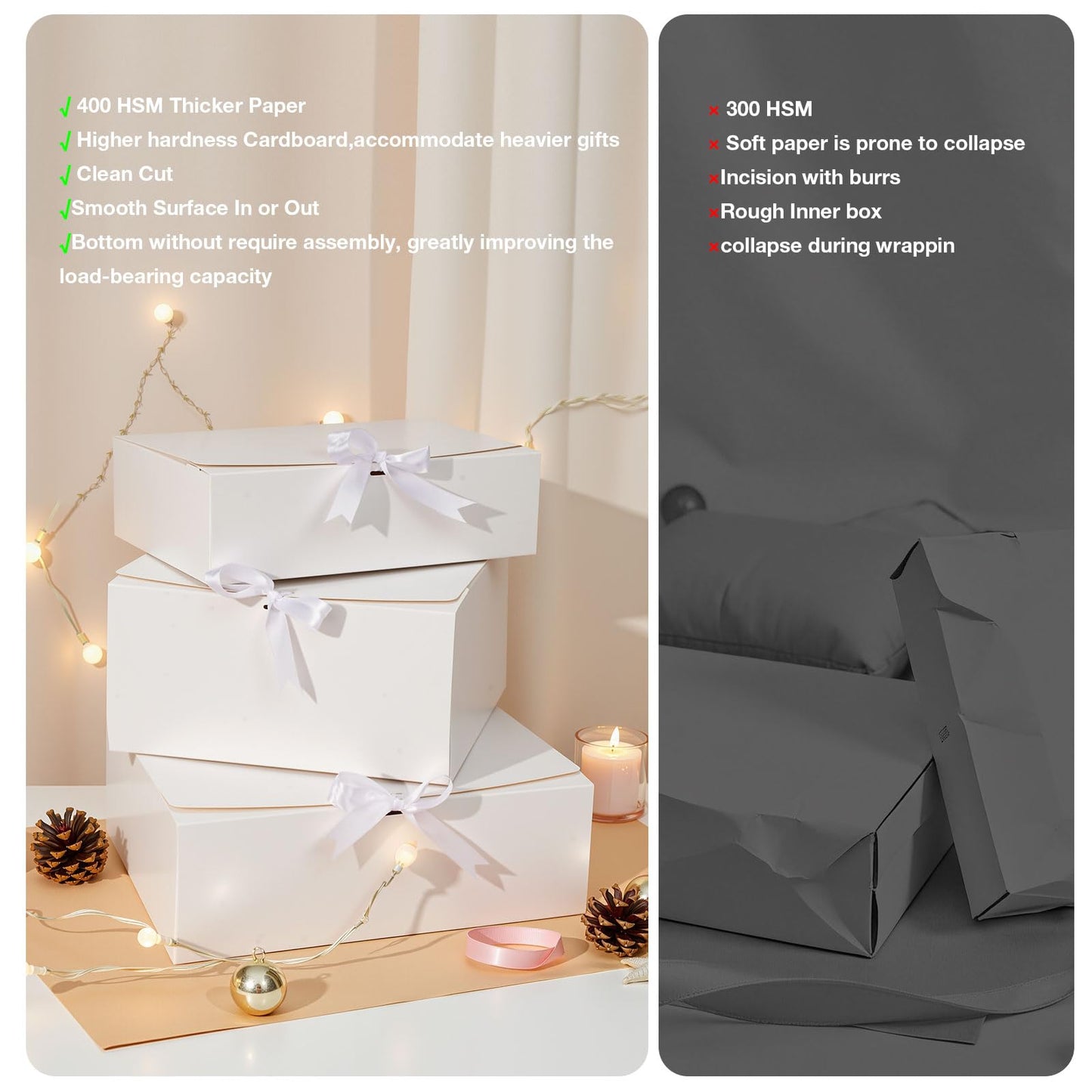 Korpai Gift Boxes 10 Pack 12x10x4 White Bridesmaid Proposal Box, Gift Boxes With Lids For Presents,Bridesmaid Boxes,For Graduation Party, Mother's Day,Weddings,Holiday