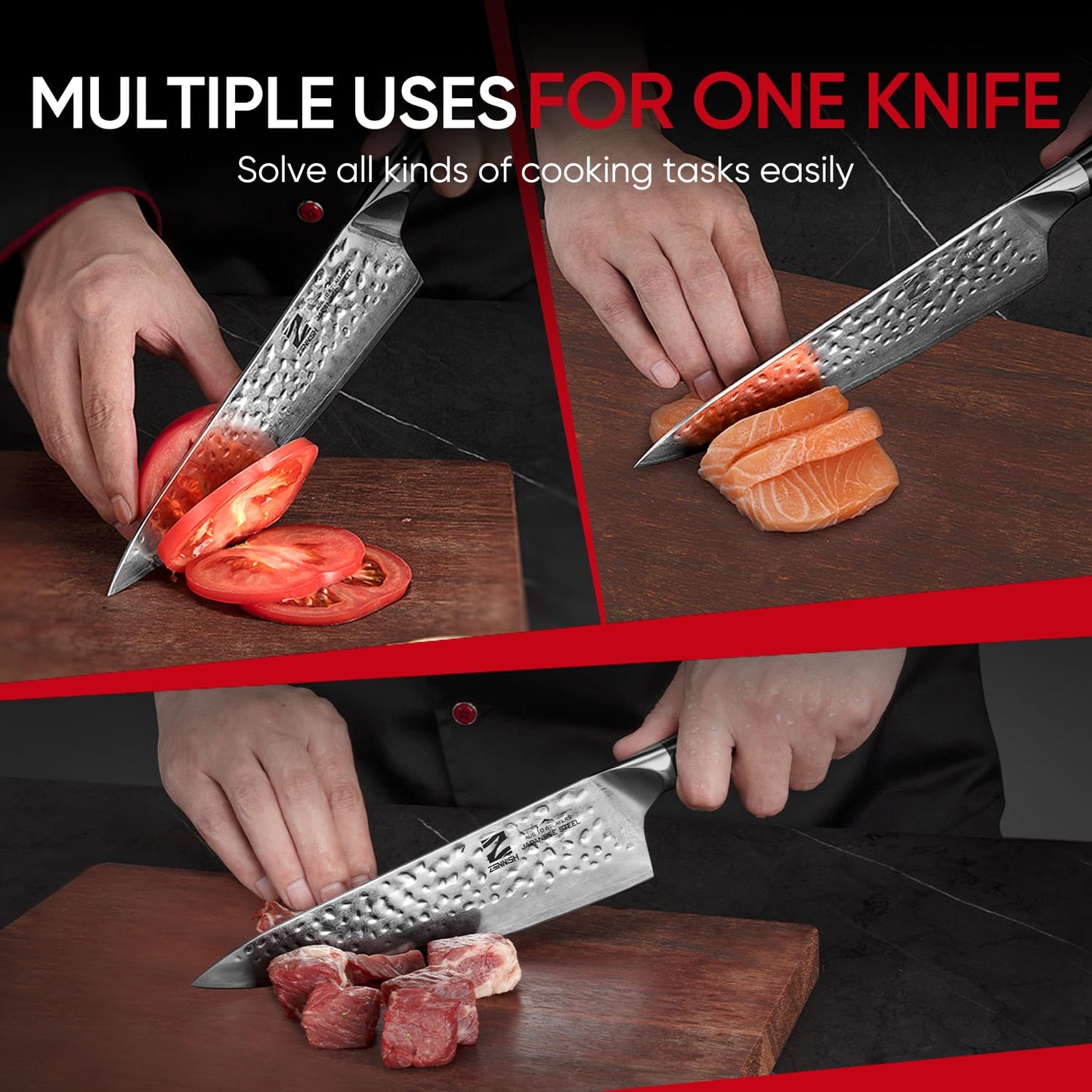 【Chef Choice】 8 Inch Damascus Chef Knife, Anti-Stick Hammered Blade, Japanese AUS-10 67-Layer Kitchen Knife, Ergonomic G10 Handle, Professional Meat & Vegetable Cooking Knife, Gift Box