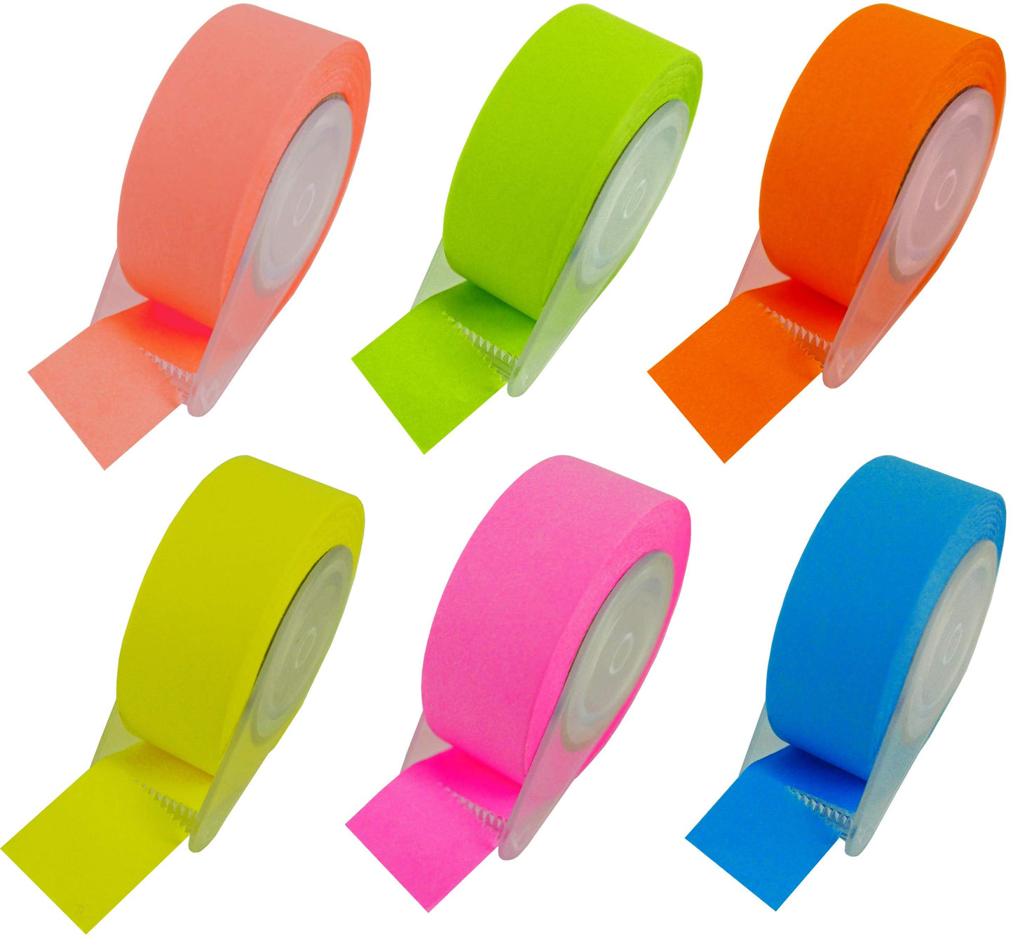 4A Roll Sticky Notes with Dispenser,Full Adhesive,Width x Length 0.6 x 393 Inches,6 Different Neon Colors,Self-Stick Notes,6 Roll/Pack,4A PSS 32x6