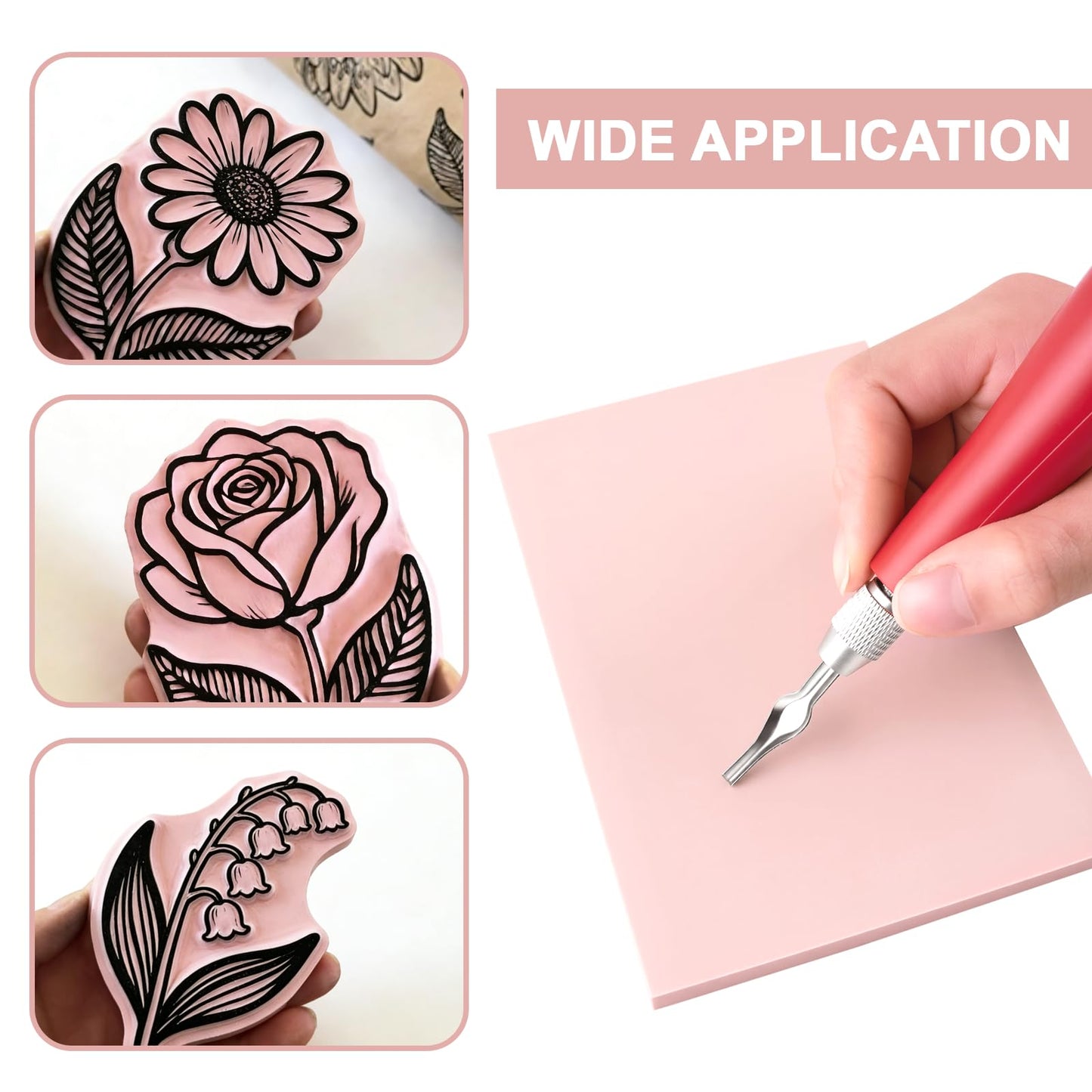 Feikenee Linocut Kit for Printmaking & Stamp Making with 5PCS 4"x6" Soft Linoleum Blocks, Linocut Carving Tools, Linocut Starter Kit to Create Custom Stamps and Art Prints